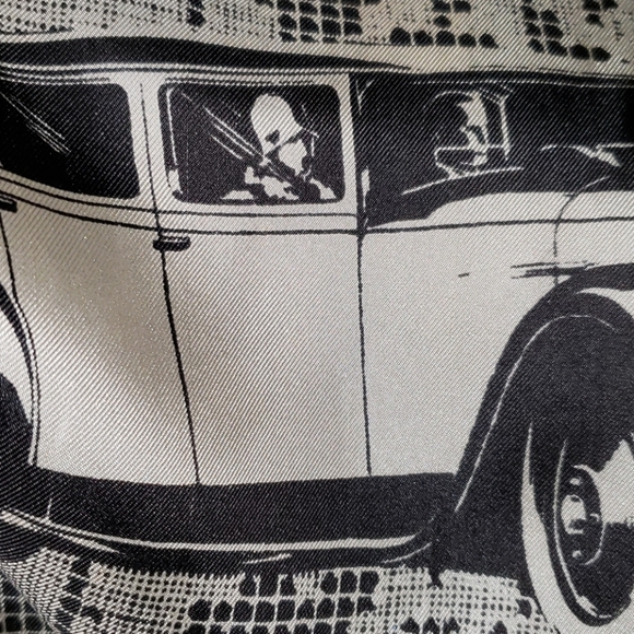 Vintage Echo Silk Cross Stitch Gangster Antique Rolls-Royce Scarf Wrap - Picture 10 of 10